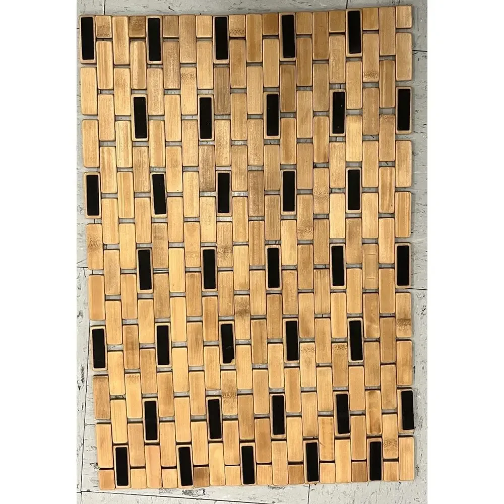 Mind Reader Boho Bamboo Bath Shower Bathroom Floor Wood Non-Slip Wooden Natural